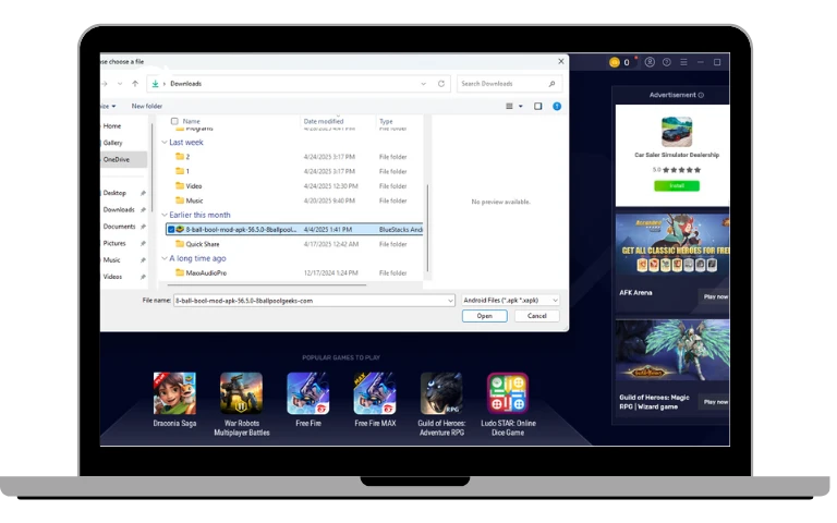 Step 4 Select 8 ball pool apk File